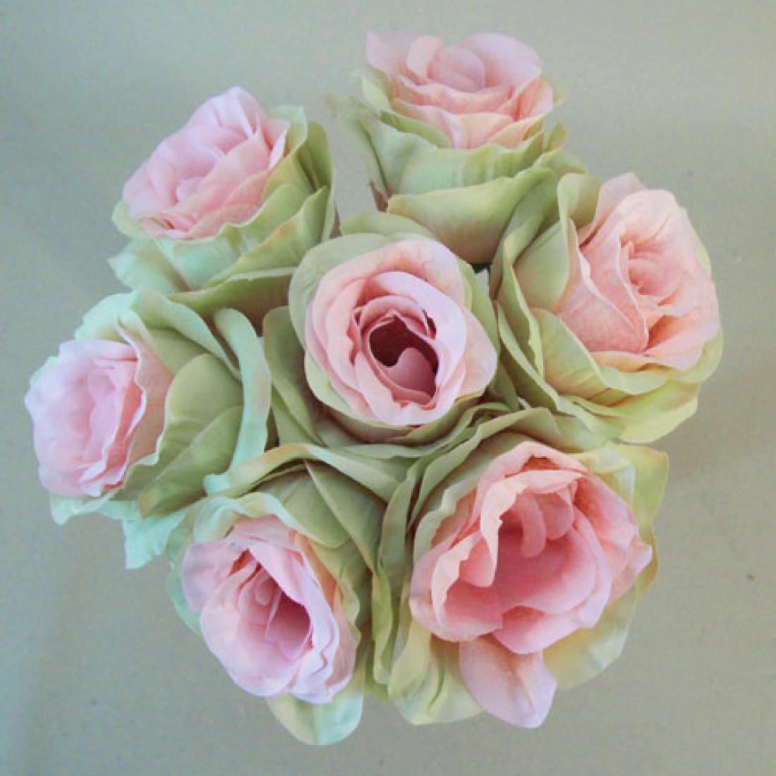 Artificial Roses Posy Pink Green Esperanza 26cm Artificial Flowers